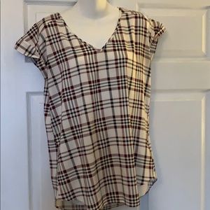 Express black and red plaid blouse